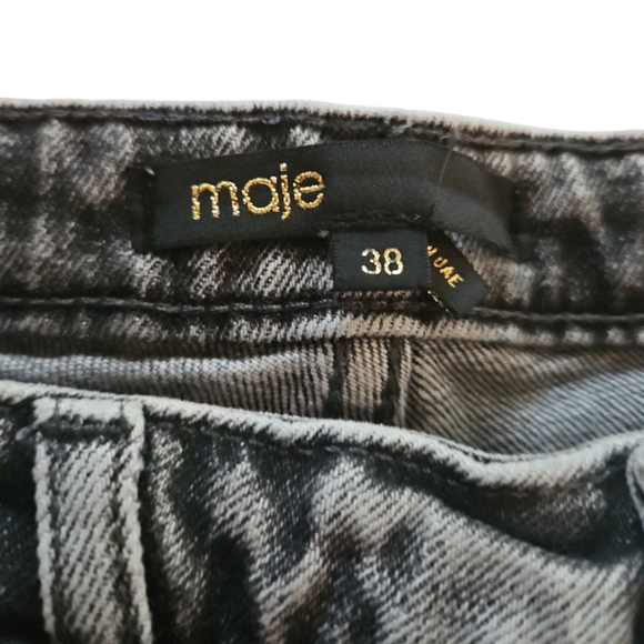MAJE | Paola Acid Wash Cropped Frayed Gradient Denim Jeans in Size FR 38 / US 8 - Picture 6 of 8
